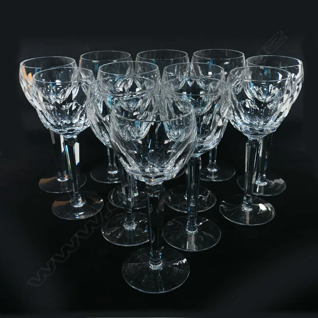 Twelve Waterford crystal hock glasses, Sheila pattern, Image 1++
