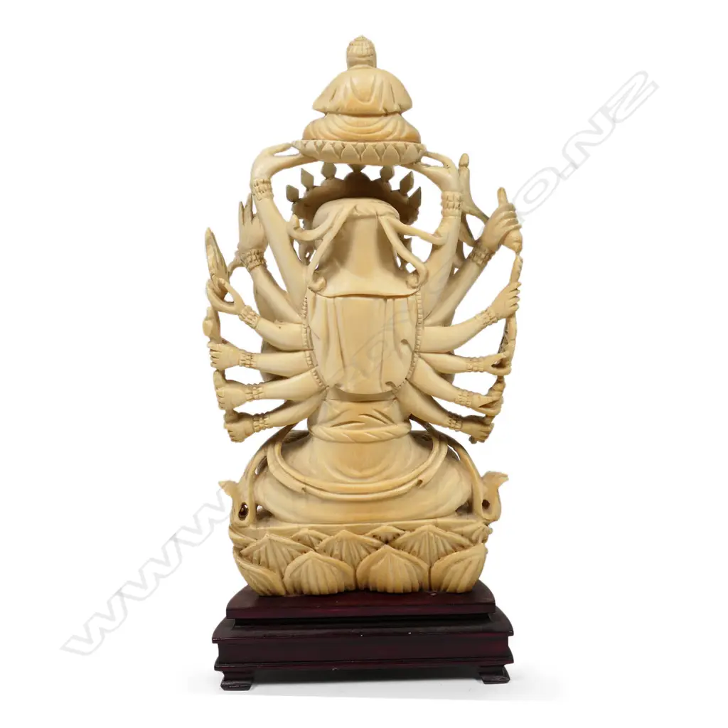 An ivory carved Guanyin statue, with eighteen arms, Image 1++