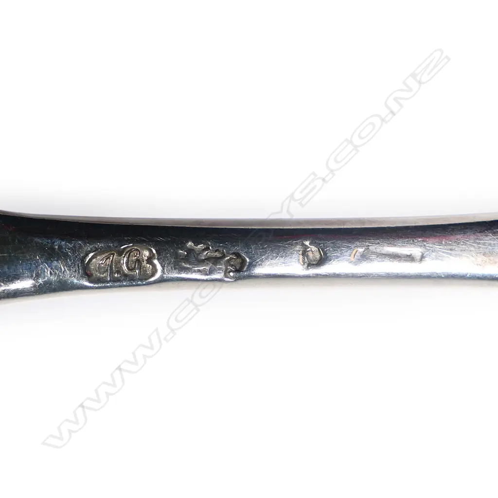 Six 18thC bottom marked silver spoons, Image 1++