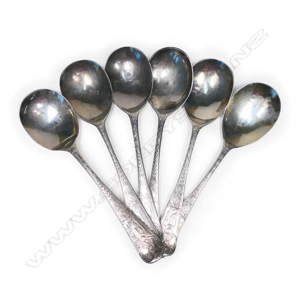 Six 18thC bottom marked silver spoons, Image 1++