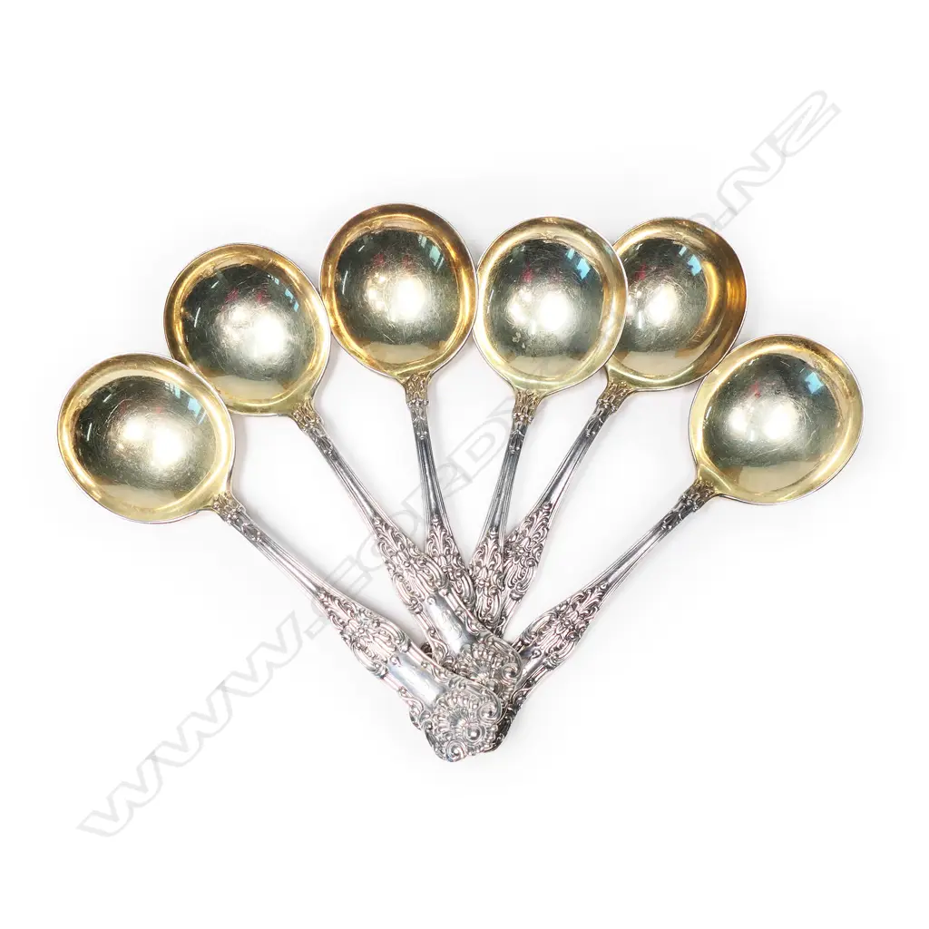 Six silver small dessert spoons, Image 1++