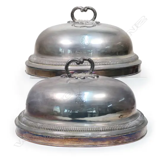 A pair of large late Georgian Old Sheffield Plate food covers,