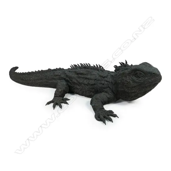 A limited-edition bronze sculpture of a tuatara by Brian Moore,
