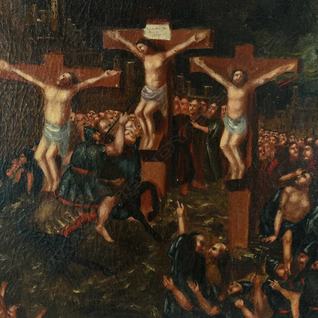 A naive 18thC religious oil on canvas, Image 1++