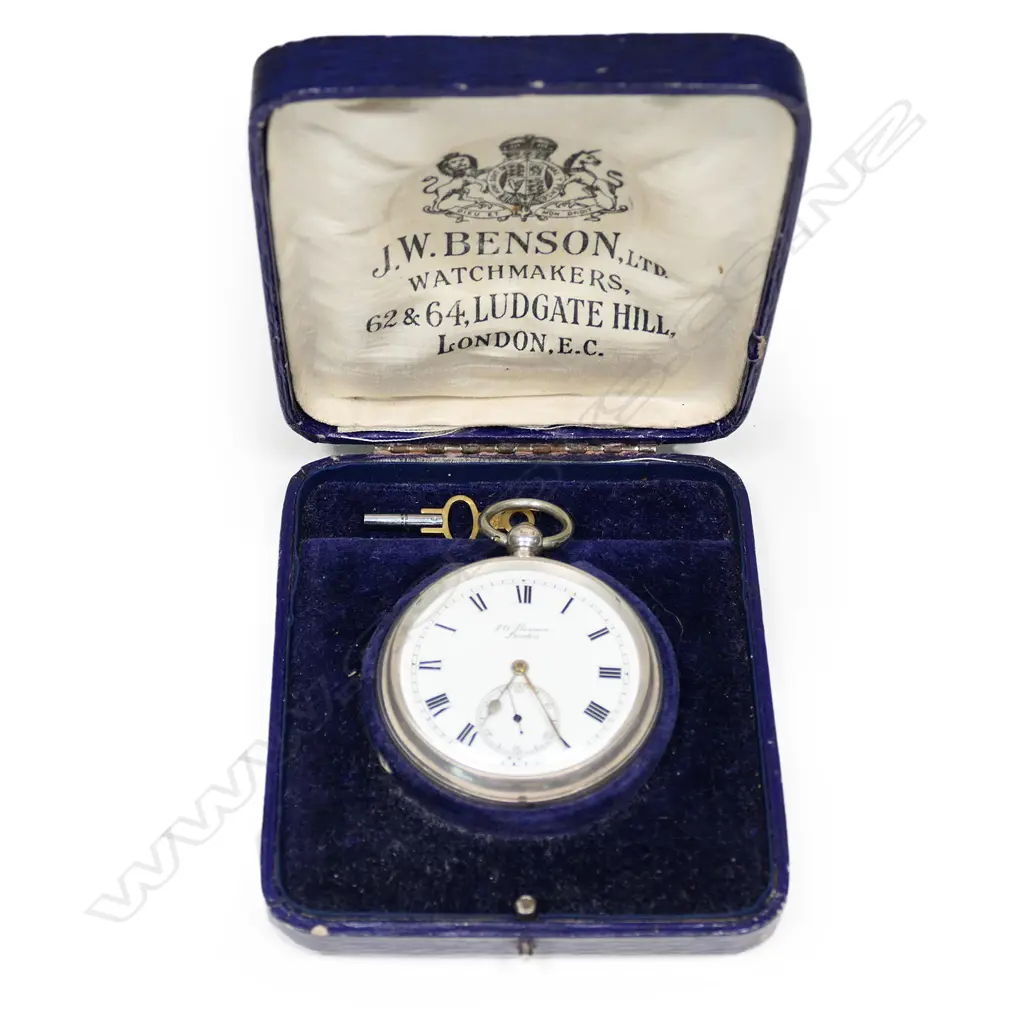 J.W. Benson silver open face gents pocket watch,  c.1900, Image 1++