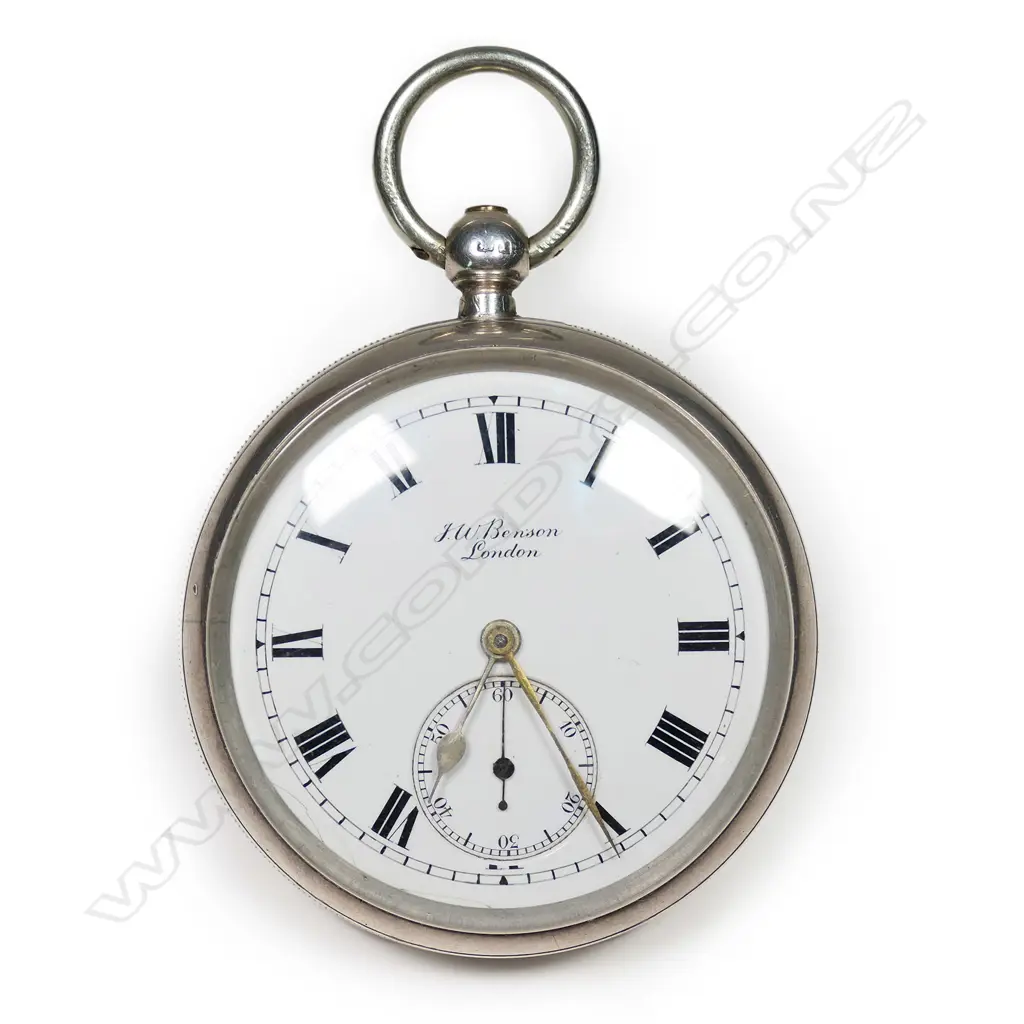 J.W. Benson silver open face gents pocket watch,  c.1900, Image 1++