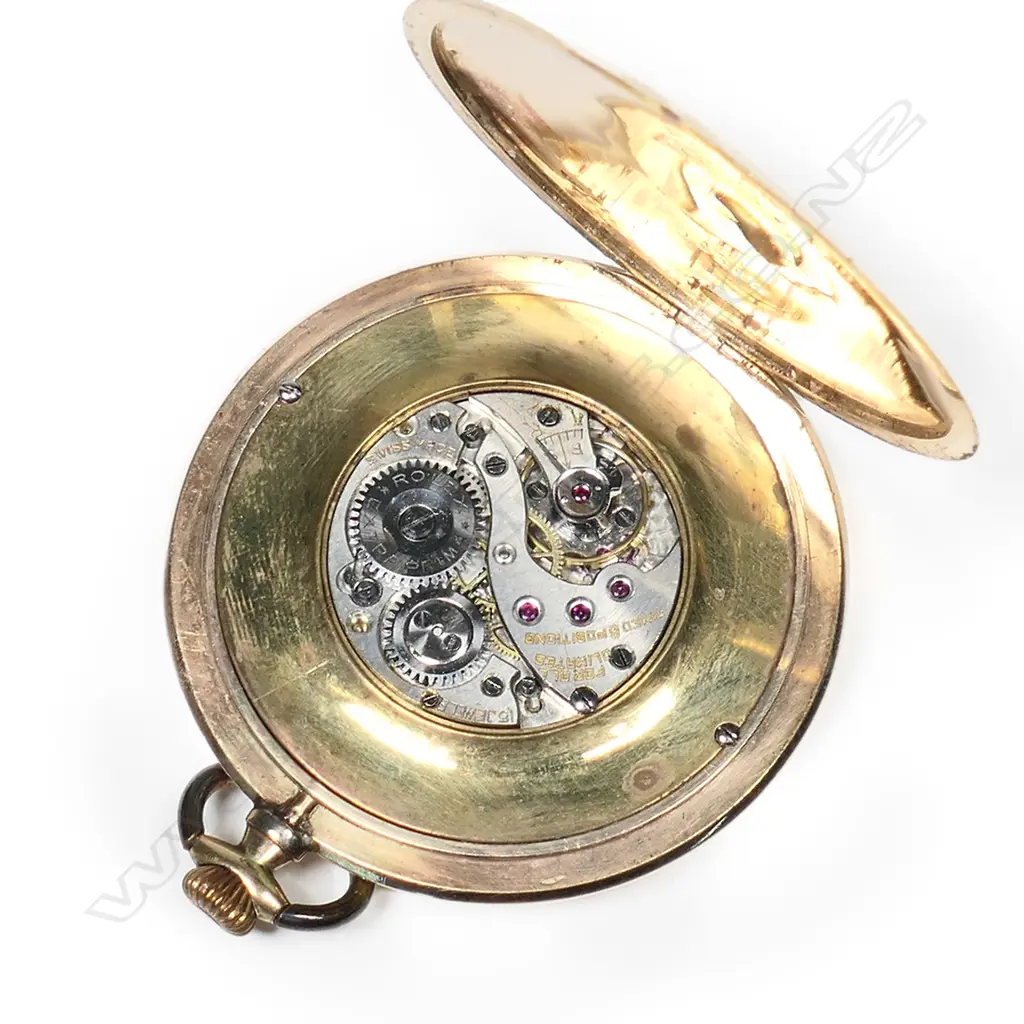 A vintage Rolex 9ct gold cased half hunter pocket watch, Image 1++