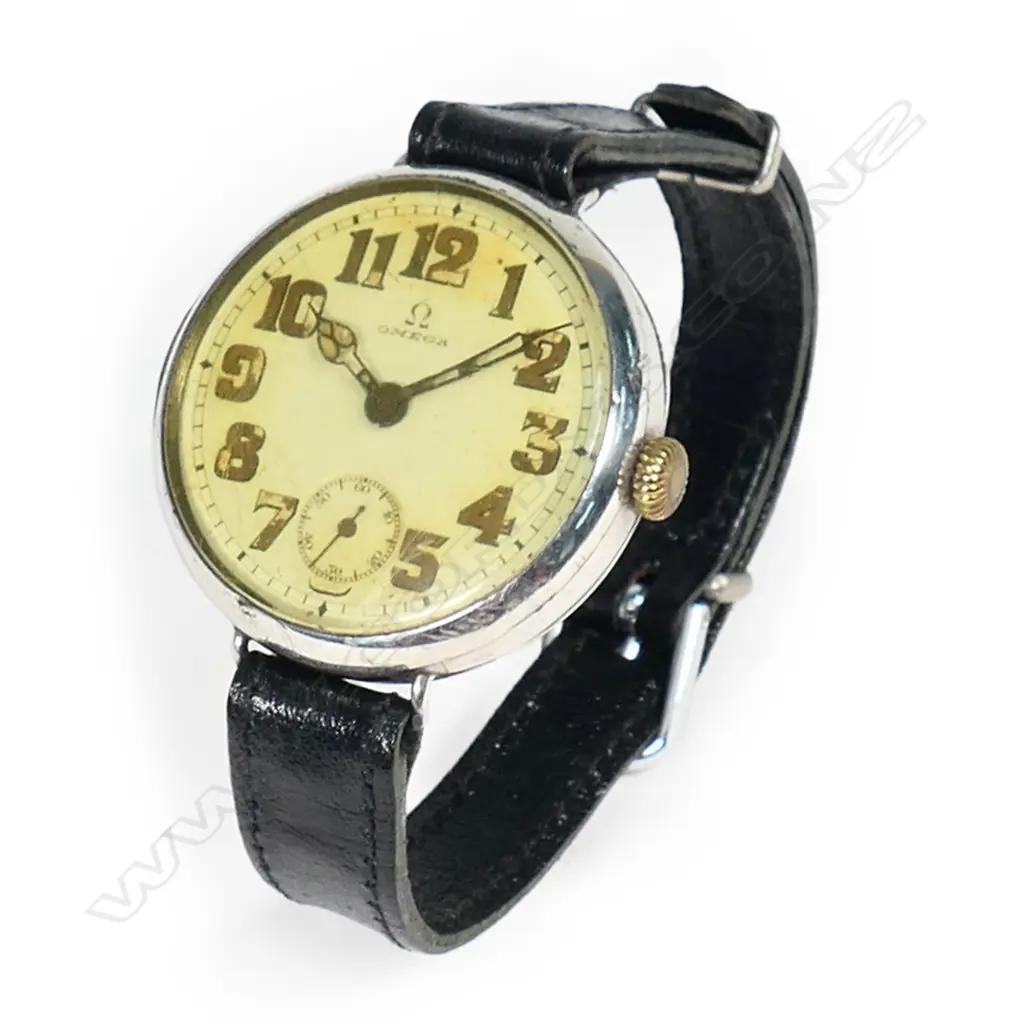A vintage Omega silver trench style wristwatch, Image 1++
