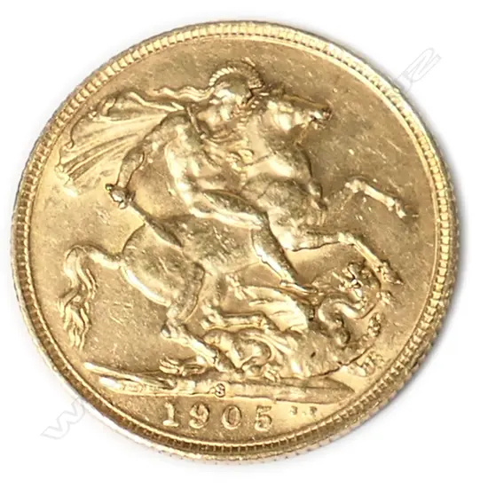 An Edwardian 1905 gold full sovereign,