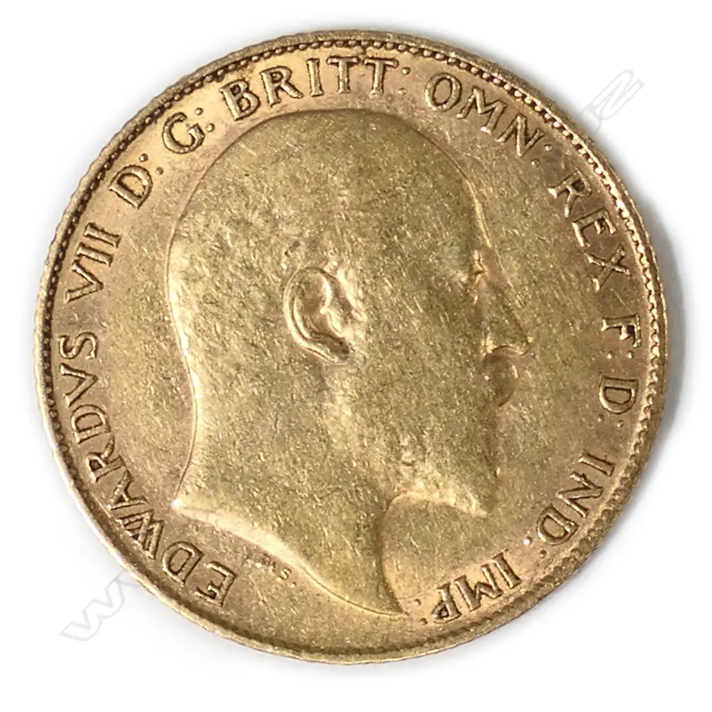 An Edwardian 1908 gold half sovereign, Image 1++