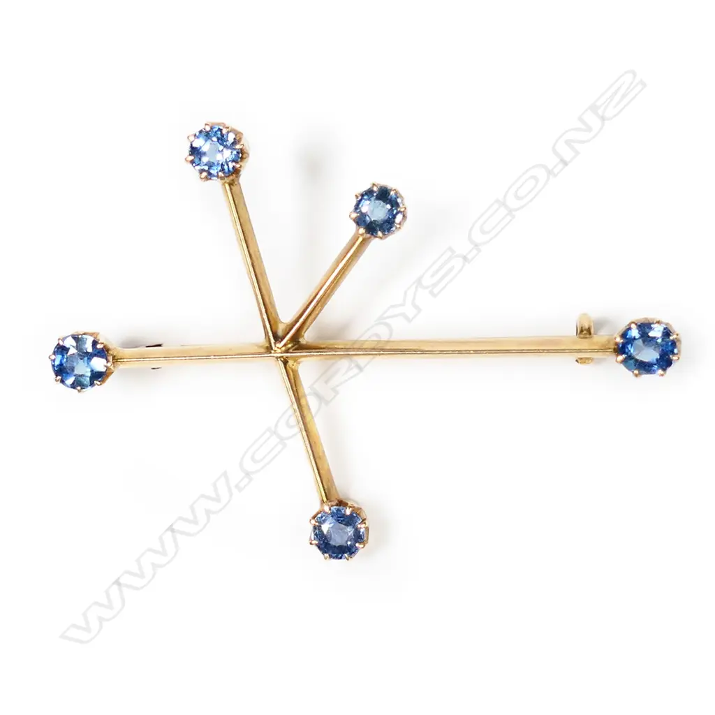 An early 20thC 15ct yellow gold Southern Cross brooch, Image 1++
