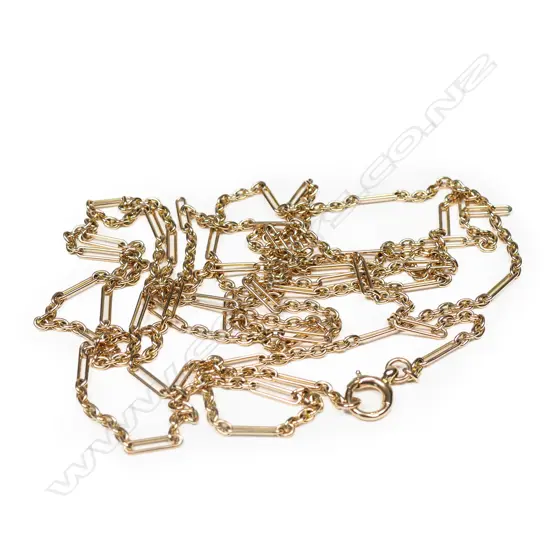 A vintage 9ct rose gold muff chain,