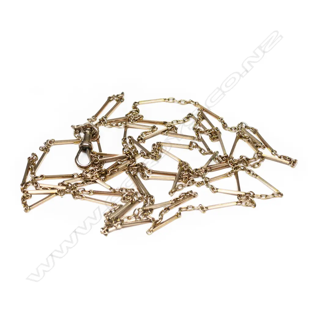 A vintage 9ct rose gold muff chain, Image 1++