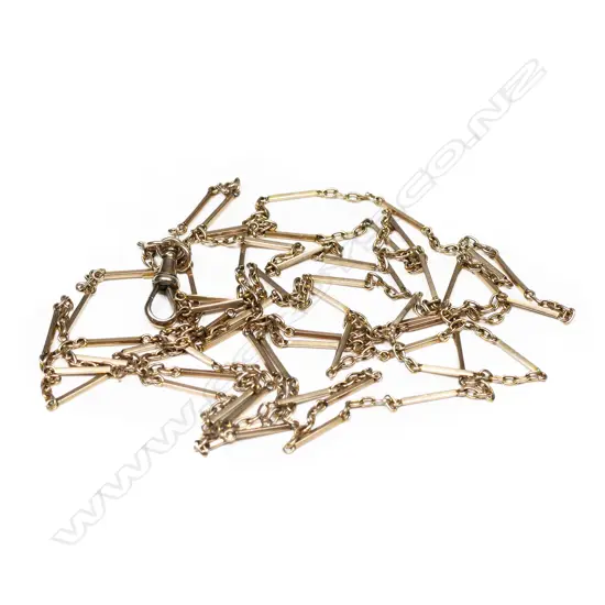 A vintage 9ct rose gold muff chain,