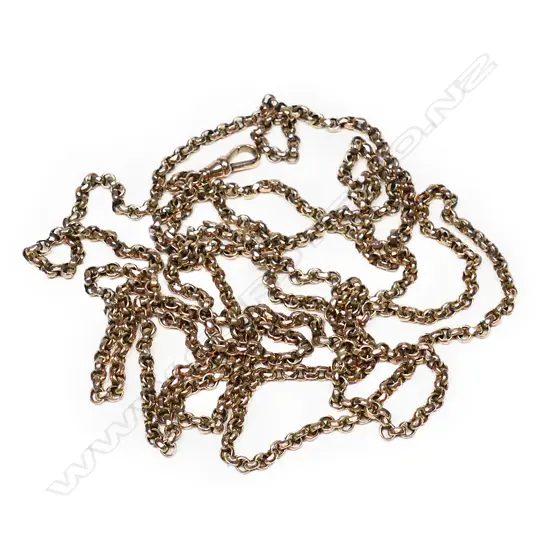 A c.1900 9ct rose gold muff chain,