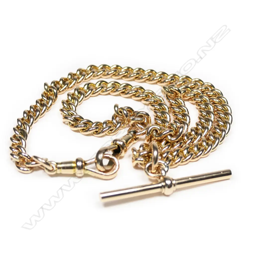A c.1900 9ct gold curb link Albert chain, Image 1++