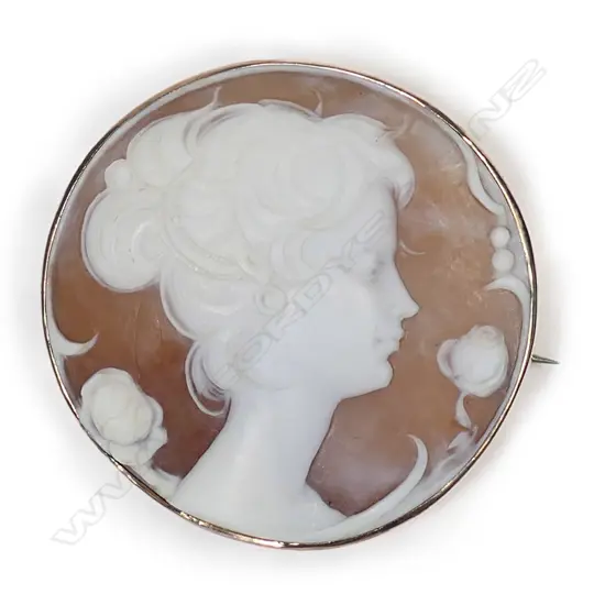 An early 20thC carved cameo and 9ct framed brooch,