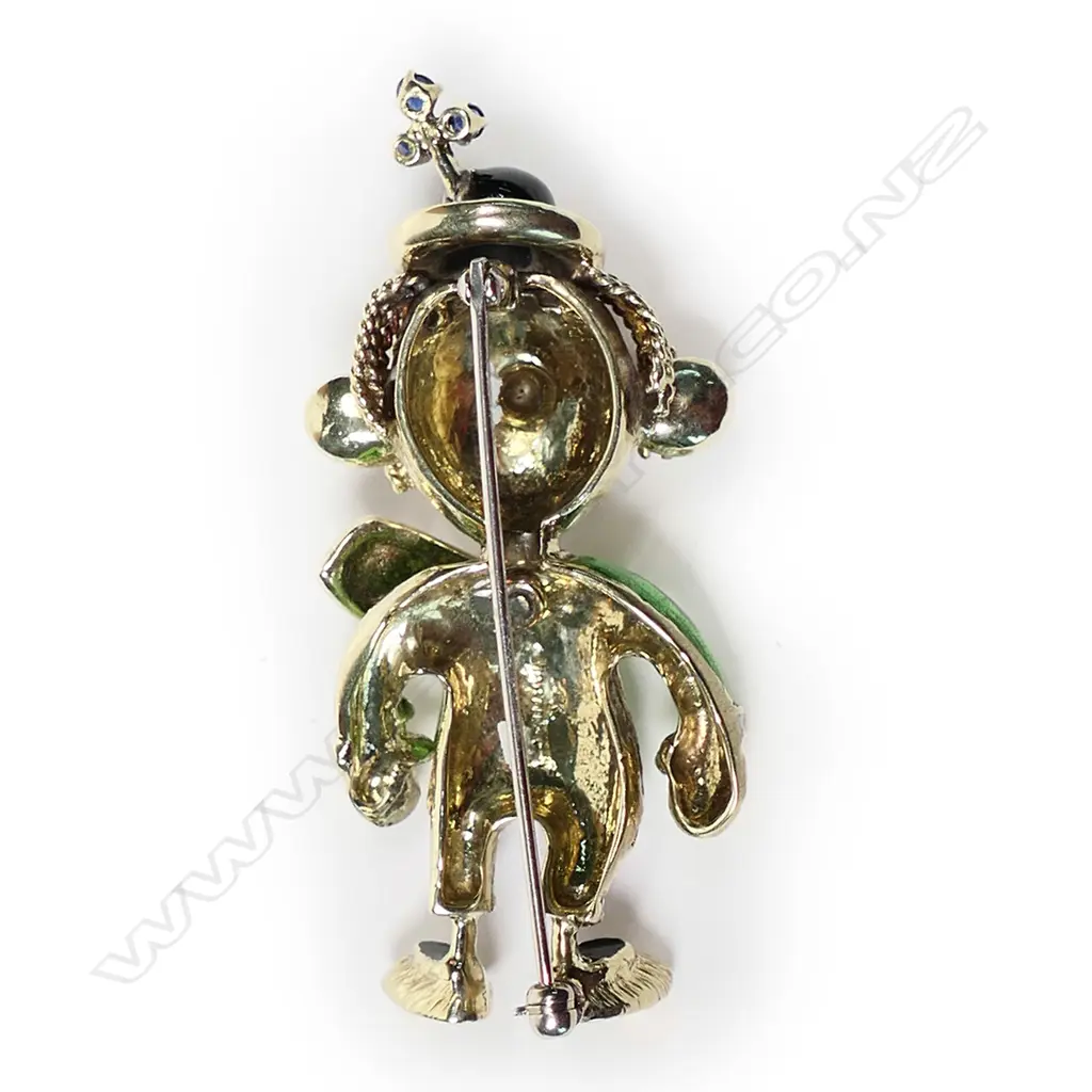 A 14ct gold and enamel clown brooch, Image 1++