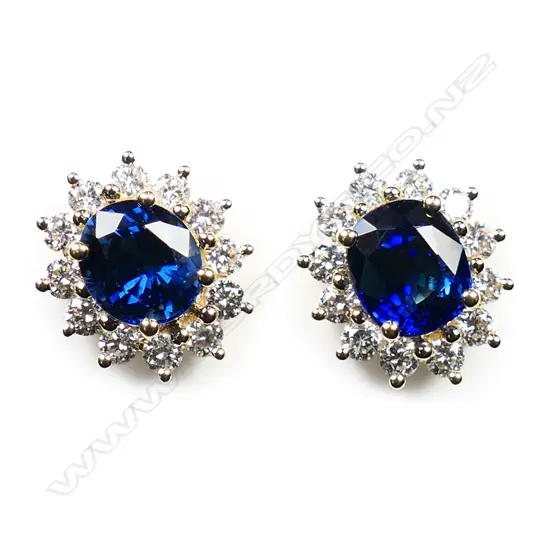 A pair of 18ct gold, sapphire and diamond stud earrings,