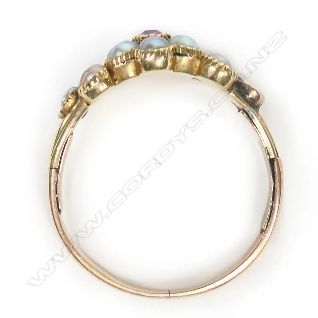 A George III gold pearl and ruby ring, Image 1++