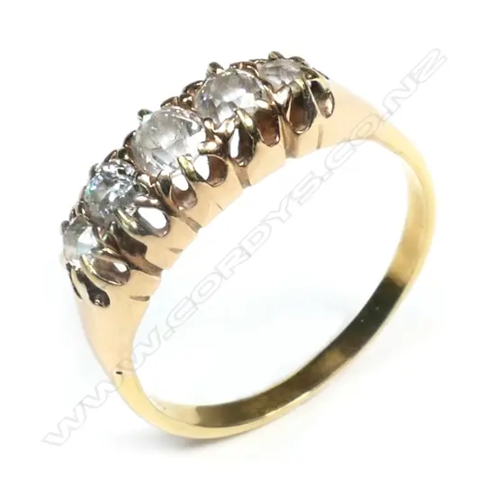 A vintage 18ct yellow gold and diamond bridge ring