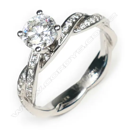 A 14ct white gold solitaire diamond ring,