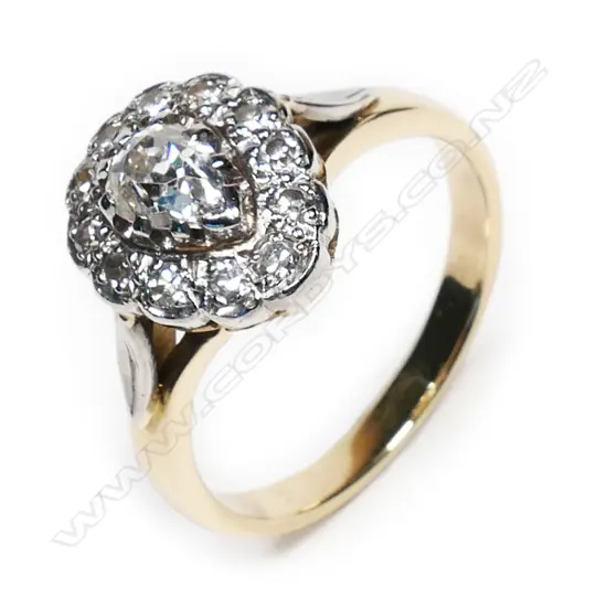 An estate 18ct gold and diamond ring,