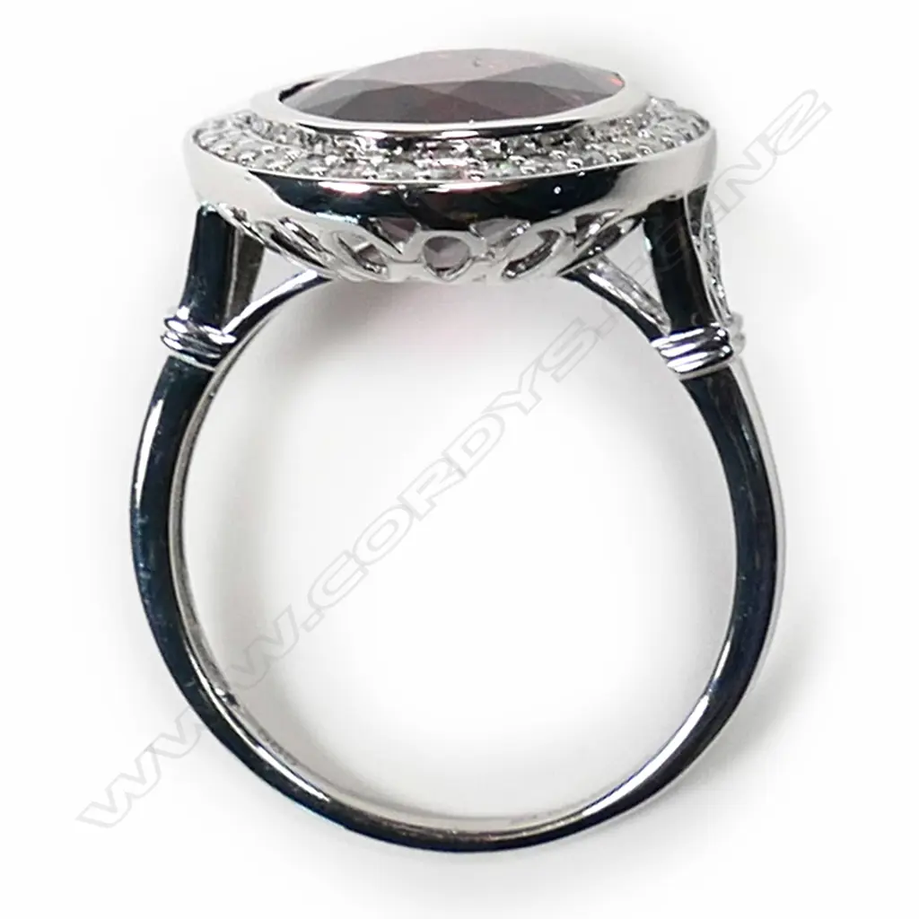 A 14ct white gold, tourmaline and diamond cocktail ring, Image 1++