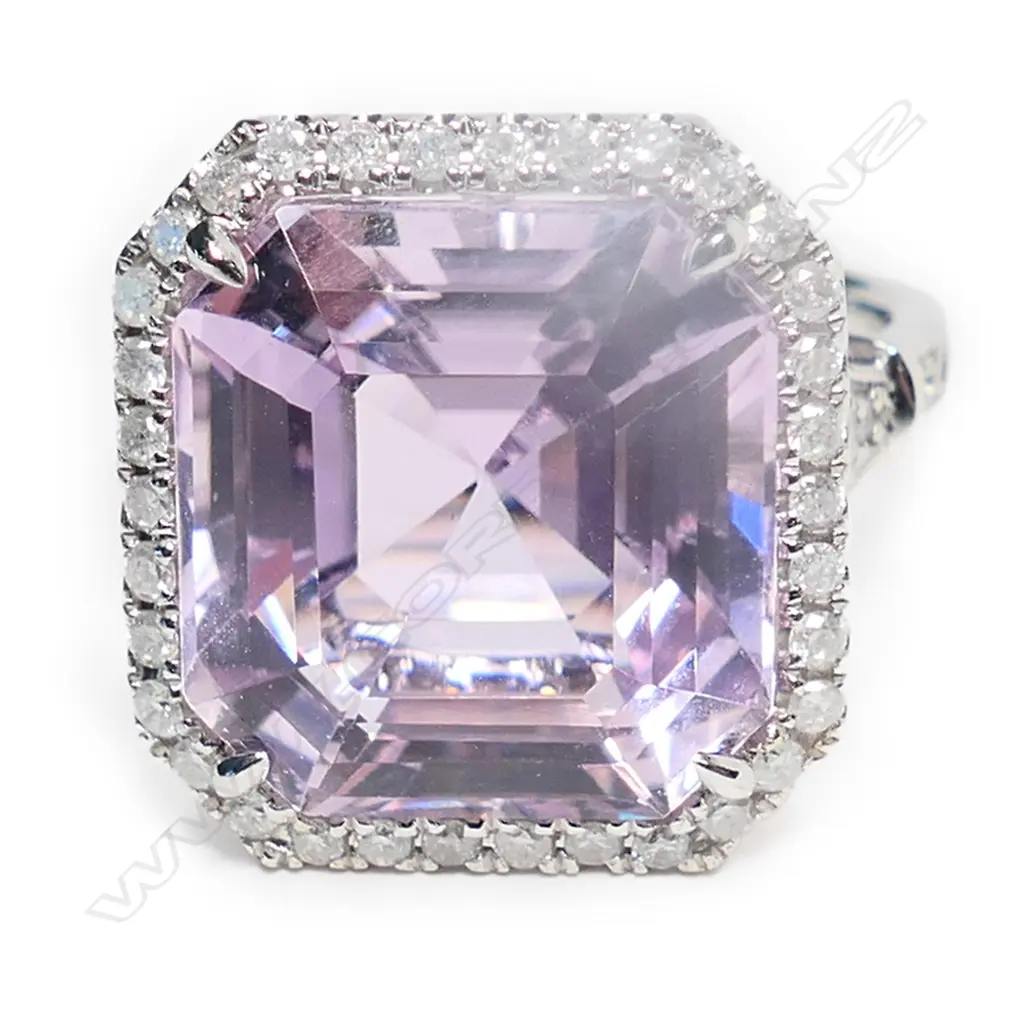 A 14ct white gold, kunzite and diamond cocktail ring, Image 1++