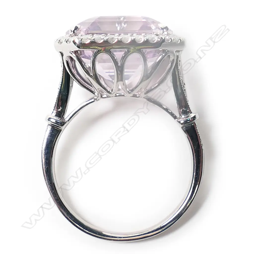 A 14ct white gold, kunzite and diamond cocktail ring, Image 1++