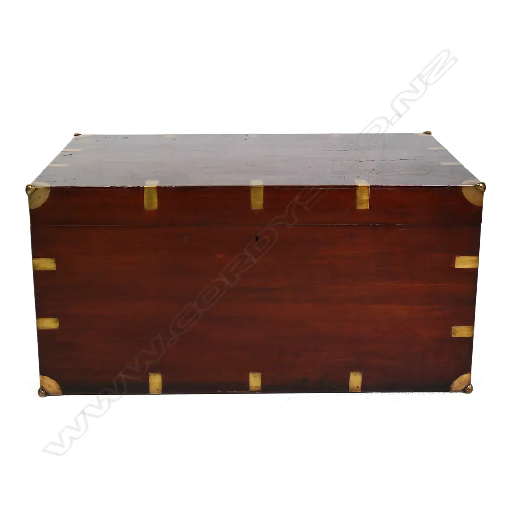 A fine Victorian teak campaign trunk, Image 1++