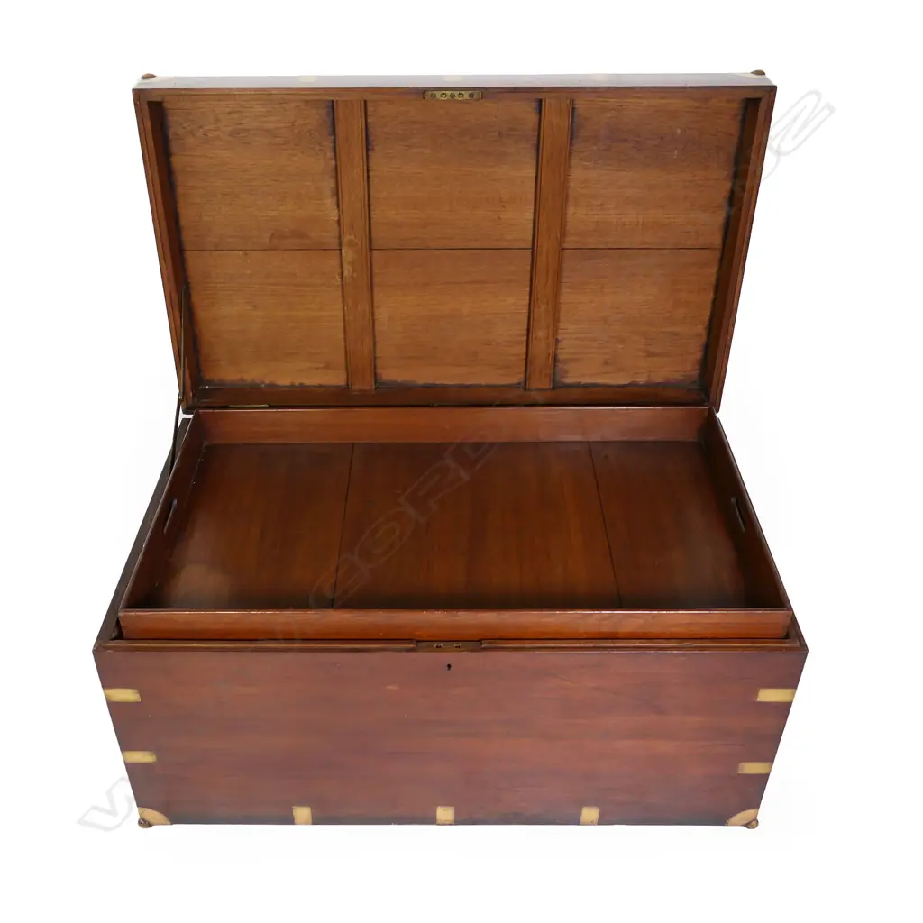 A fine Victorian teak campaign trunk, Image 1++