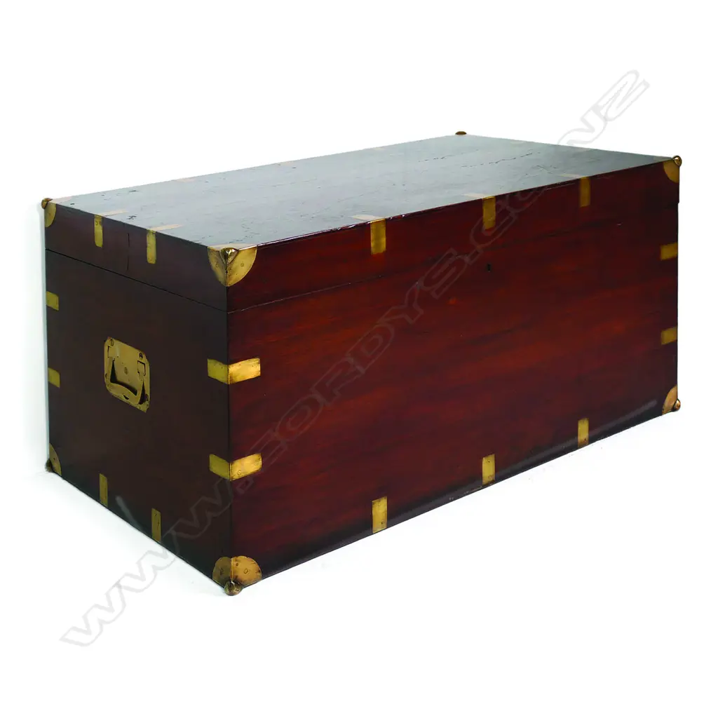 A fine Victorian teak campaign trunk, Image 1++