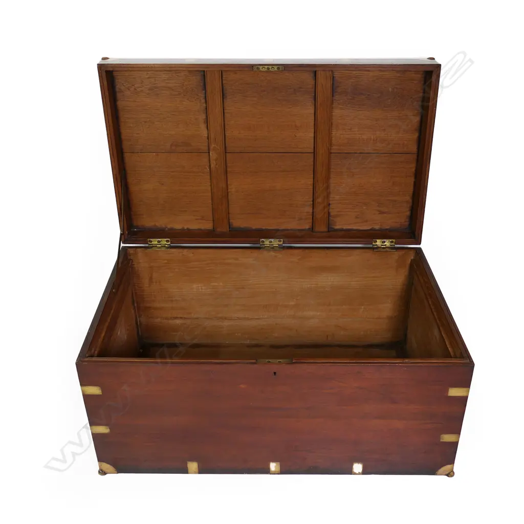A fine Victorian teak campaign trunk, Image 1++