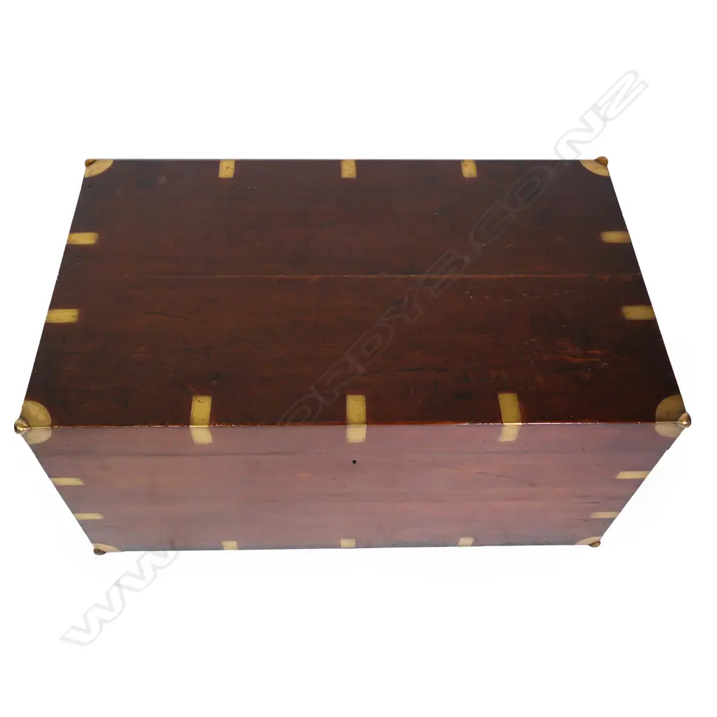 A fine Victorian teak campaign trunk, Image 1++