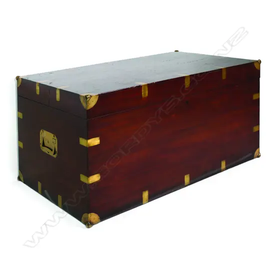 A fine Victorian teak campaign trunk,