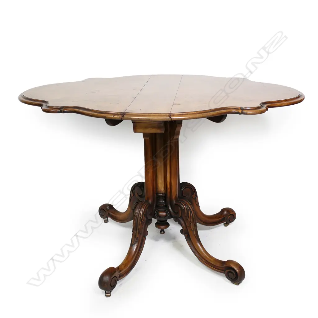 A fine Victorian burr walnut drop-side occasional table, Image 1++
