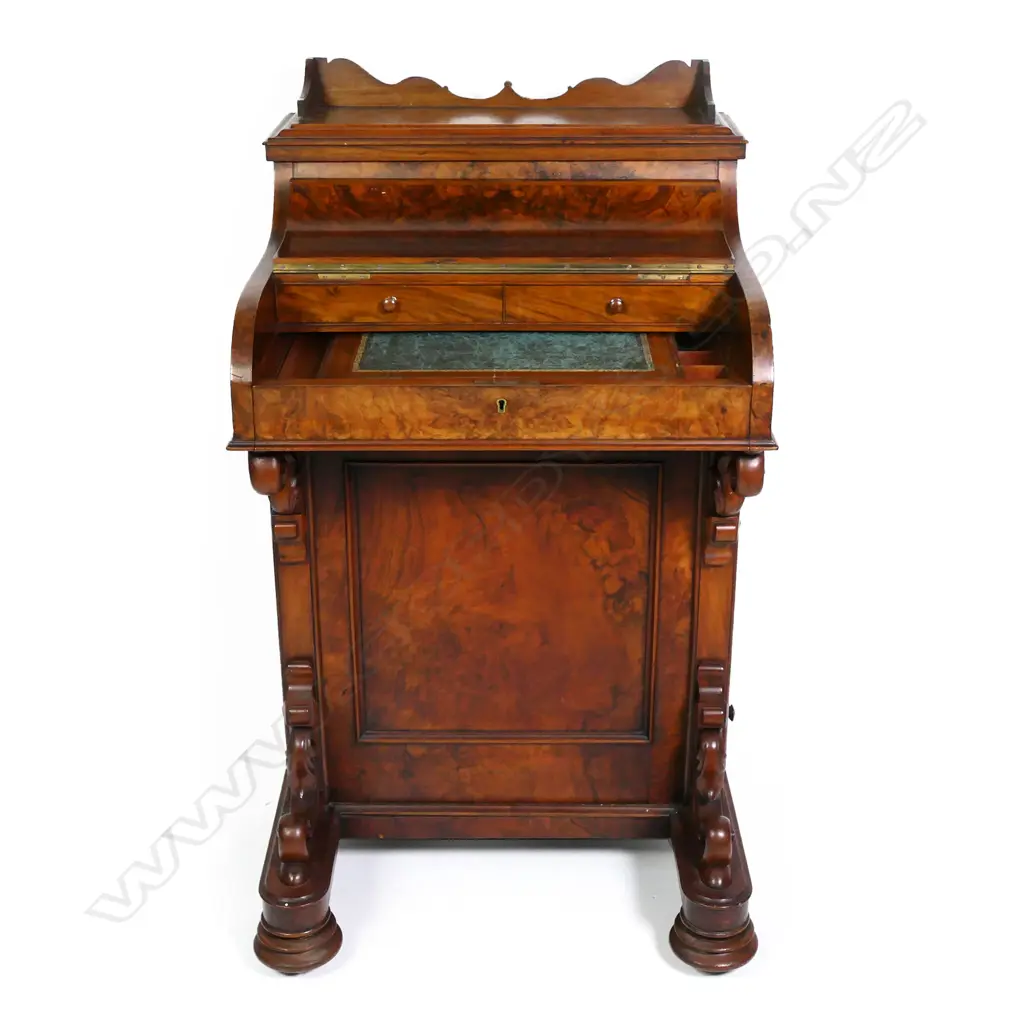 A Victorian burr walnut Davenport desk, with rise and fall compartment Image 1++