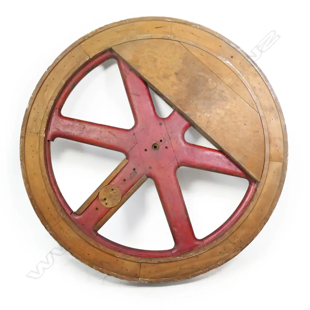 A large 19thC wooden foundry mould for a fly wheel, Image 1++