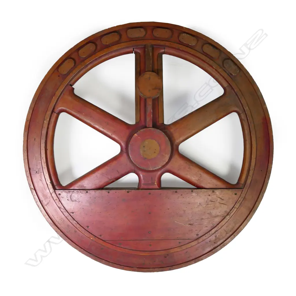 A large 19thC wooden foundry mould for a fly wheel, Image 1++