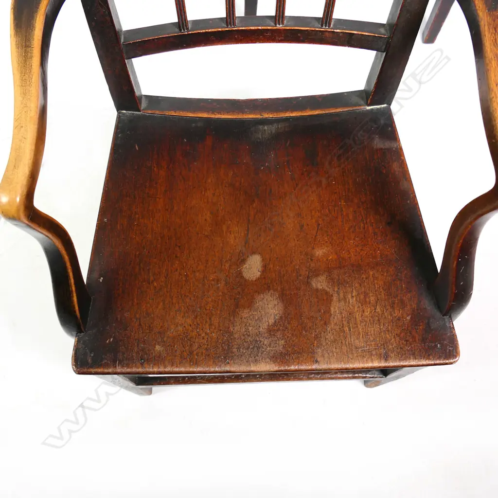 A pair of George II mahogany Suffolk open elbow armchairs, Image 1++