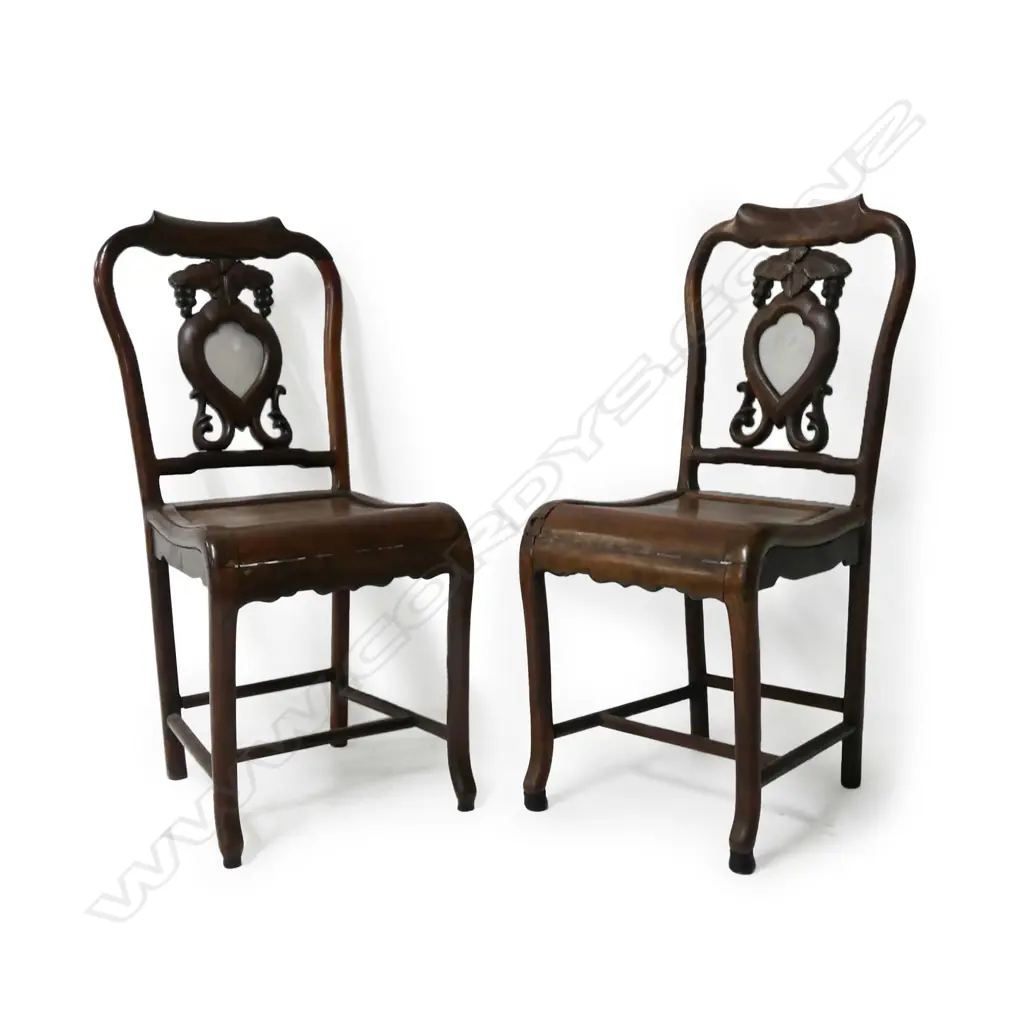A pair of  early 20thC Oriental rosewood dining chairs, Image 1++