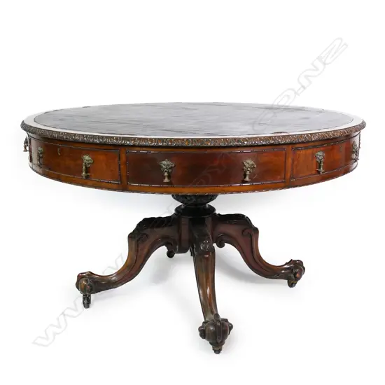 A Victorian mahogany drum table,