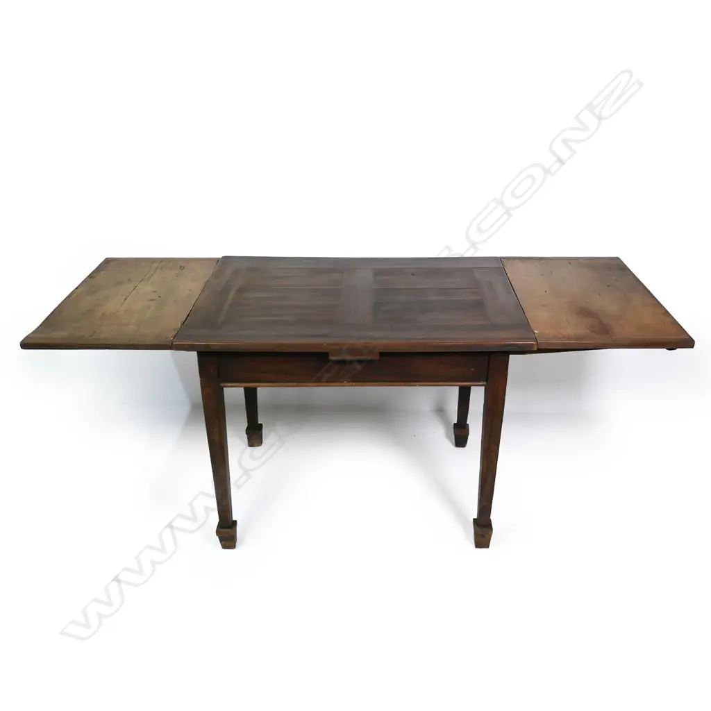 A 19thC French country walnut draw leaf table, Image 1++
