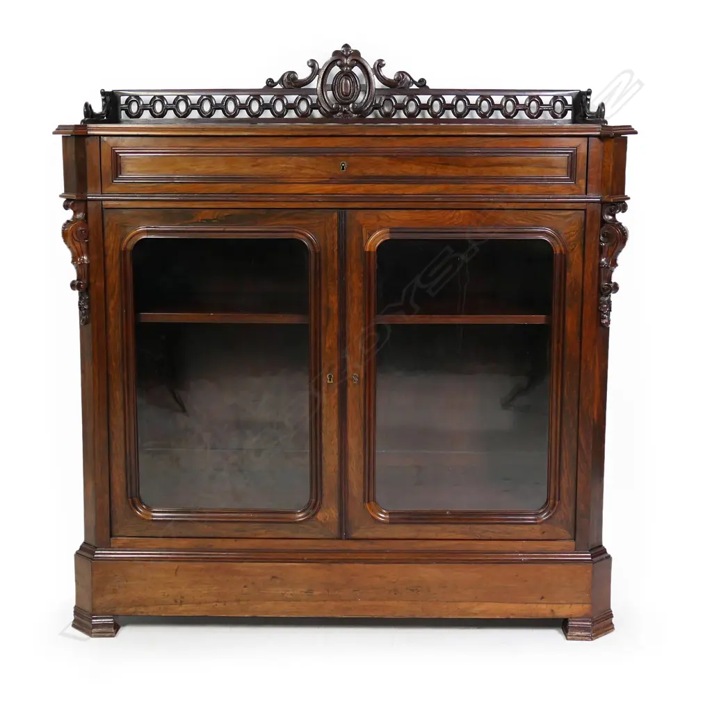 A Victorian rosewood small display cabinet, Image 1++