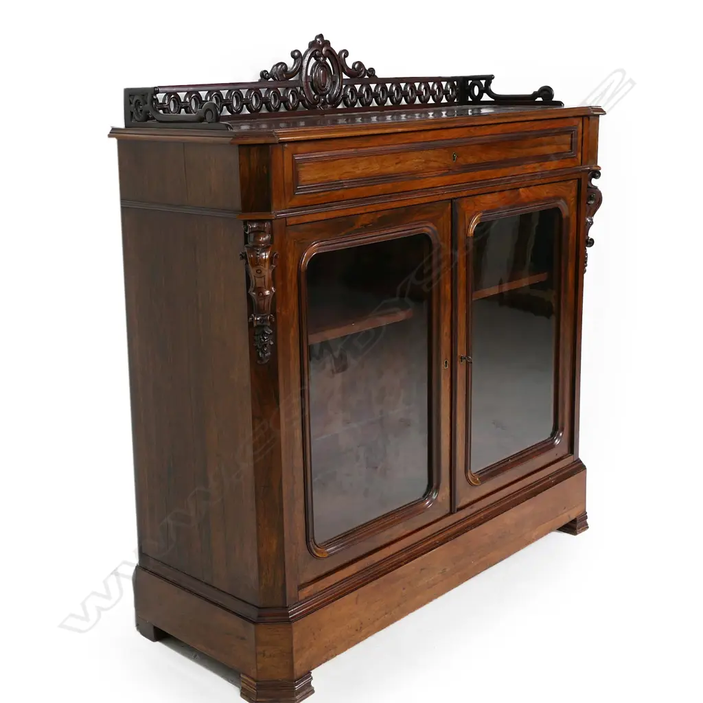 A Victorian rosewood small display cabinet, Image 1++