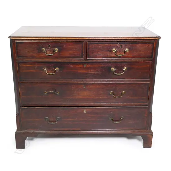 A Georgian oak five drawer chest,