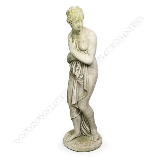 A tall fine concrete figure, of standing naked maiden