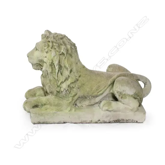 A large classical fine concrete lying lion,