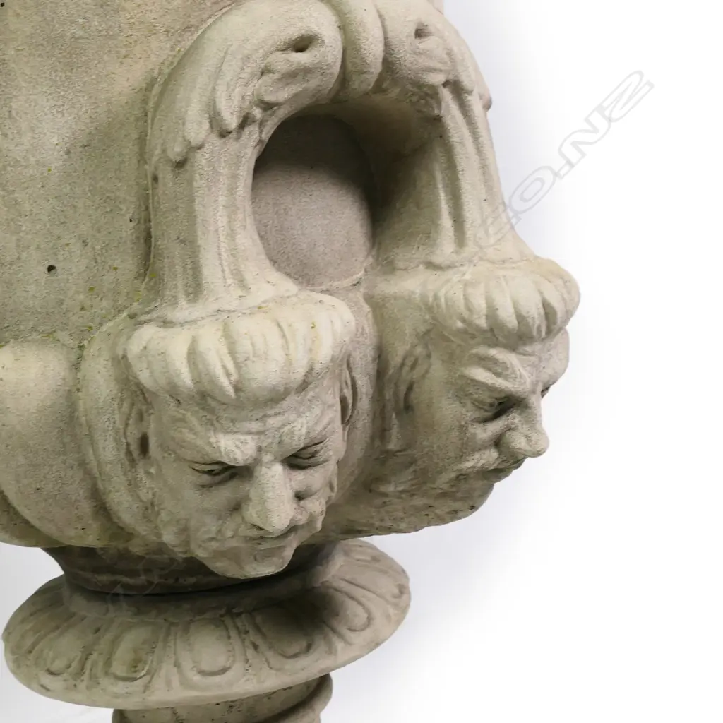 A large Regency style fine concrete garden pedestal urn, Image 1++
